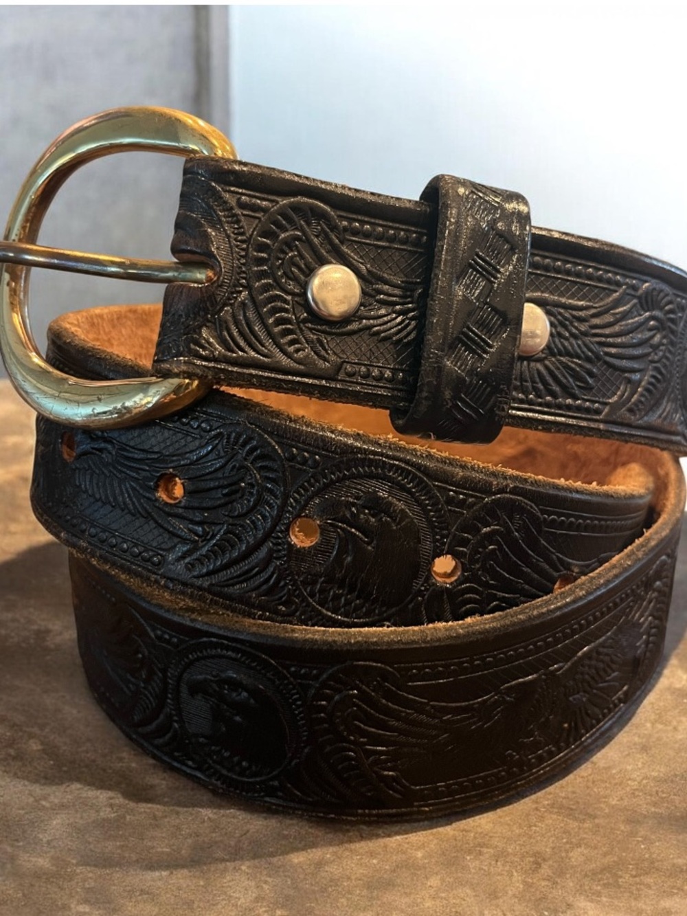 Vintage Leather Western Eagle Belt